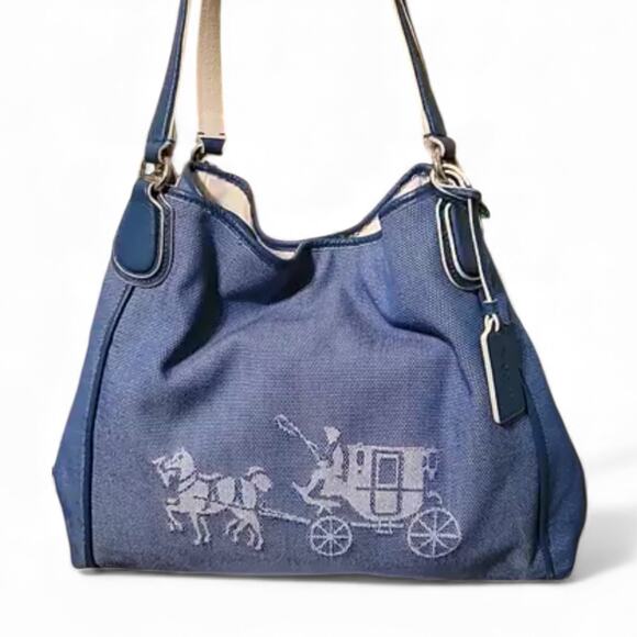 Coach F35344 Edie Hobo Shoulder Bag Denim Horse & Carriage NWOT - Picture 2 of 9